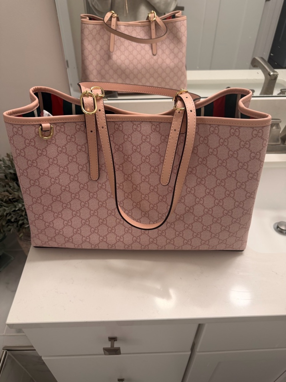 Pink Tote Bag - GG Monogram Pattern